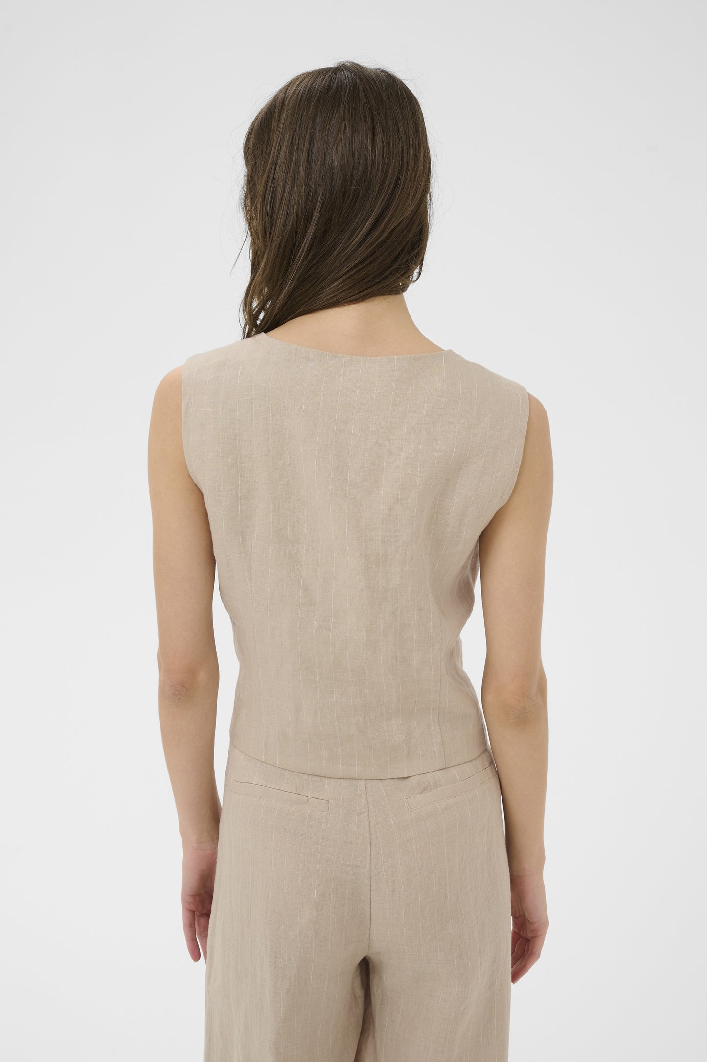 Part Two Azania Neutral Pinstripe Waistcoat