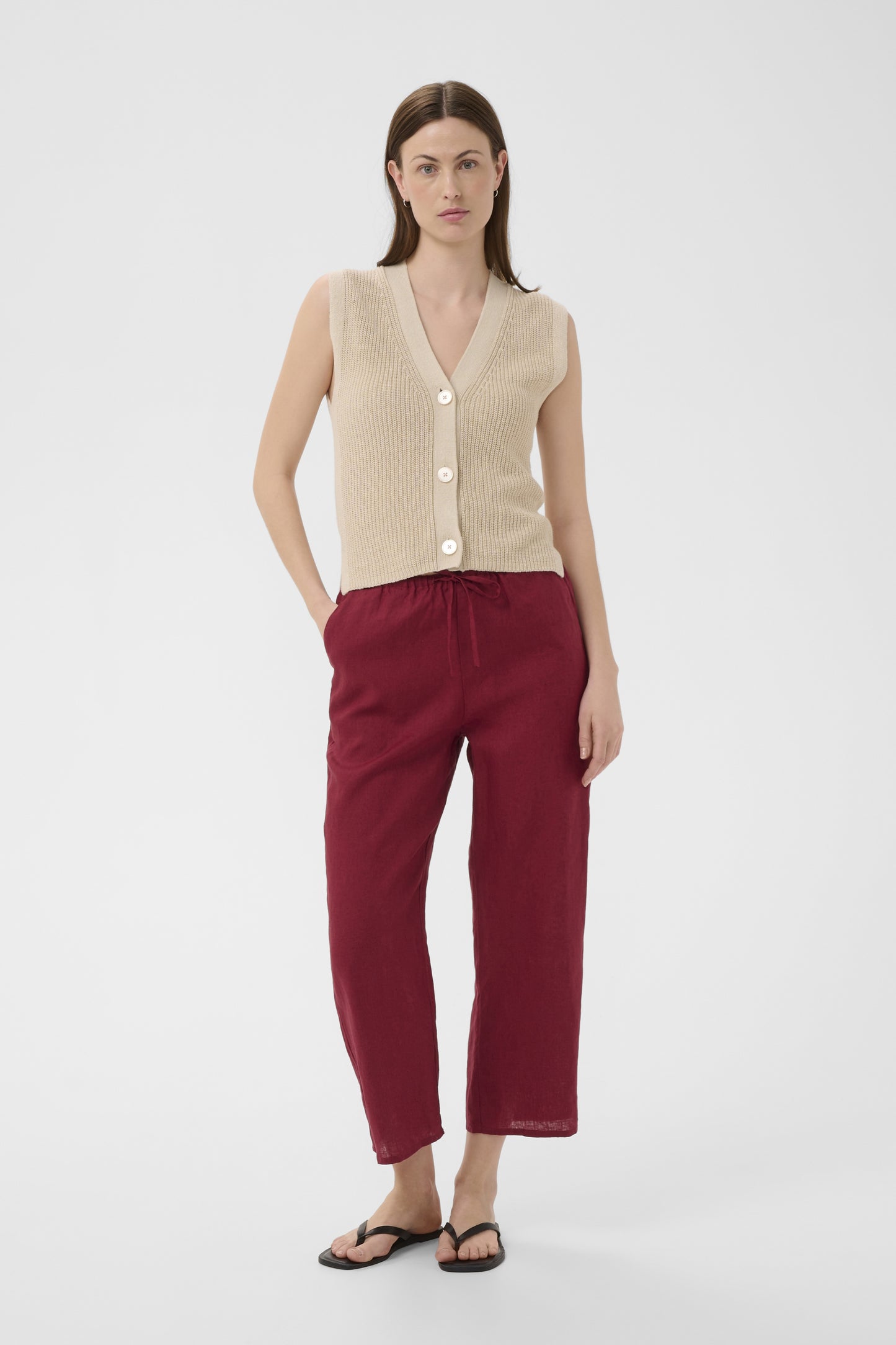 Part Two Berita Burnt Russetl Linen Trouser