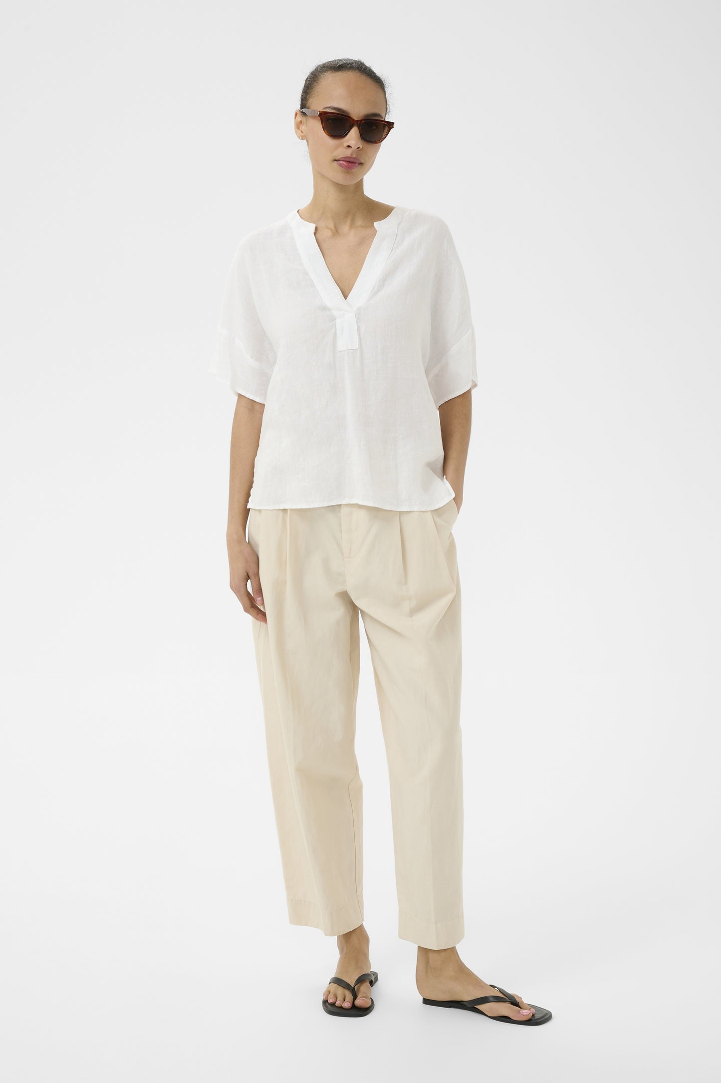 Part Two Brinnie Bright White Linen Blouse