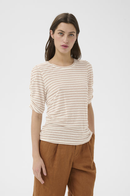 Part Two Brizette Brown Stripe Knit T-Shirt