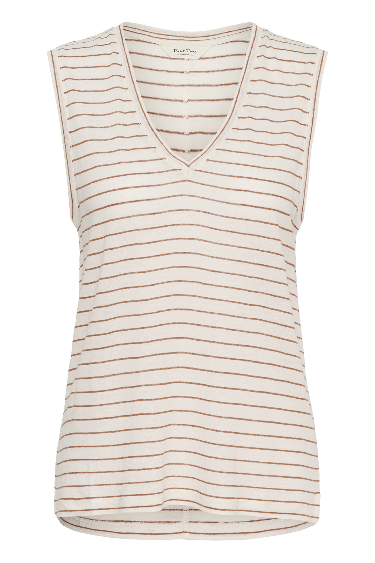 Part Two Brianie Brown Strip V-Neck Top