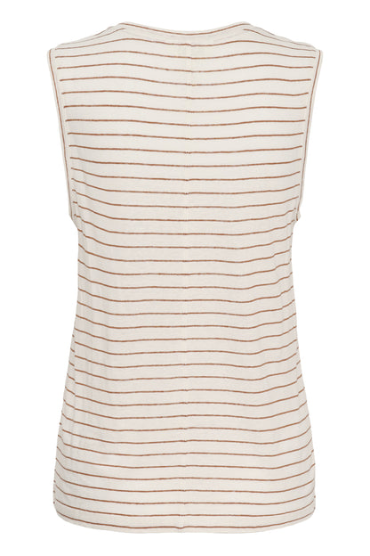 Part Two Brianie Brown Strip V-Neck Top