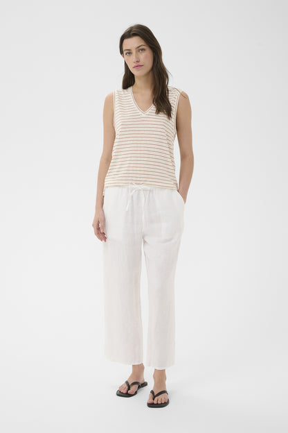 Part Two Brianie Brown Strip V-Neck Top