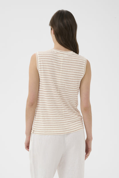 Part Two Brianie Brown Strip V-Neck Top