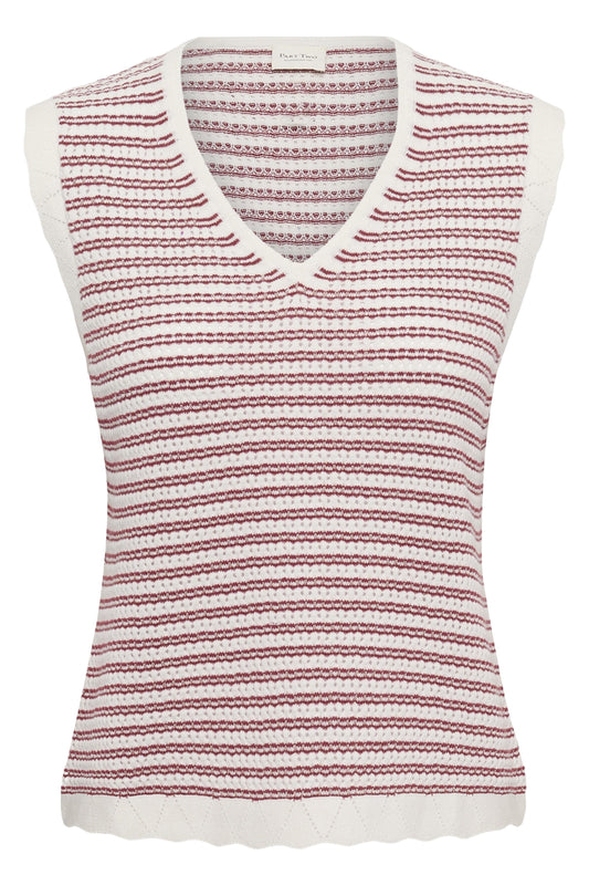 Part Two Bolissa Burnt Russet Stripe V-Neck Top