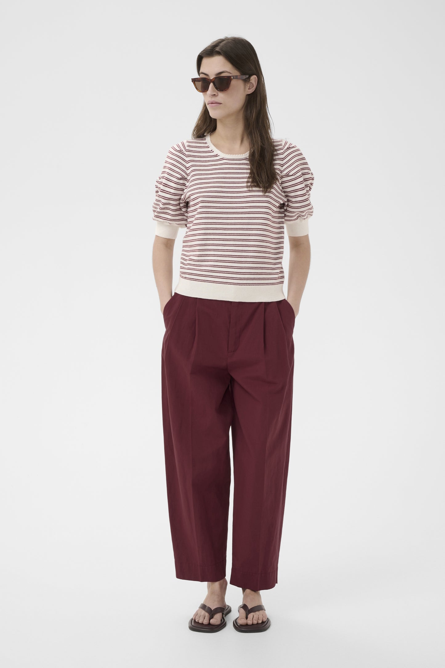 Part Two Varaian Burnt Russel Stripe Top