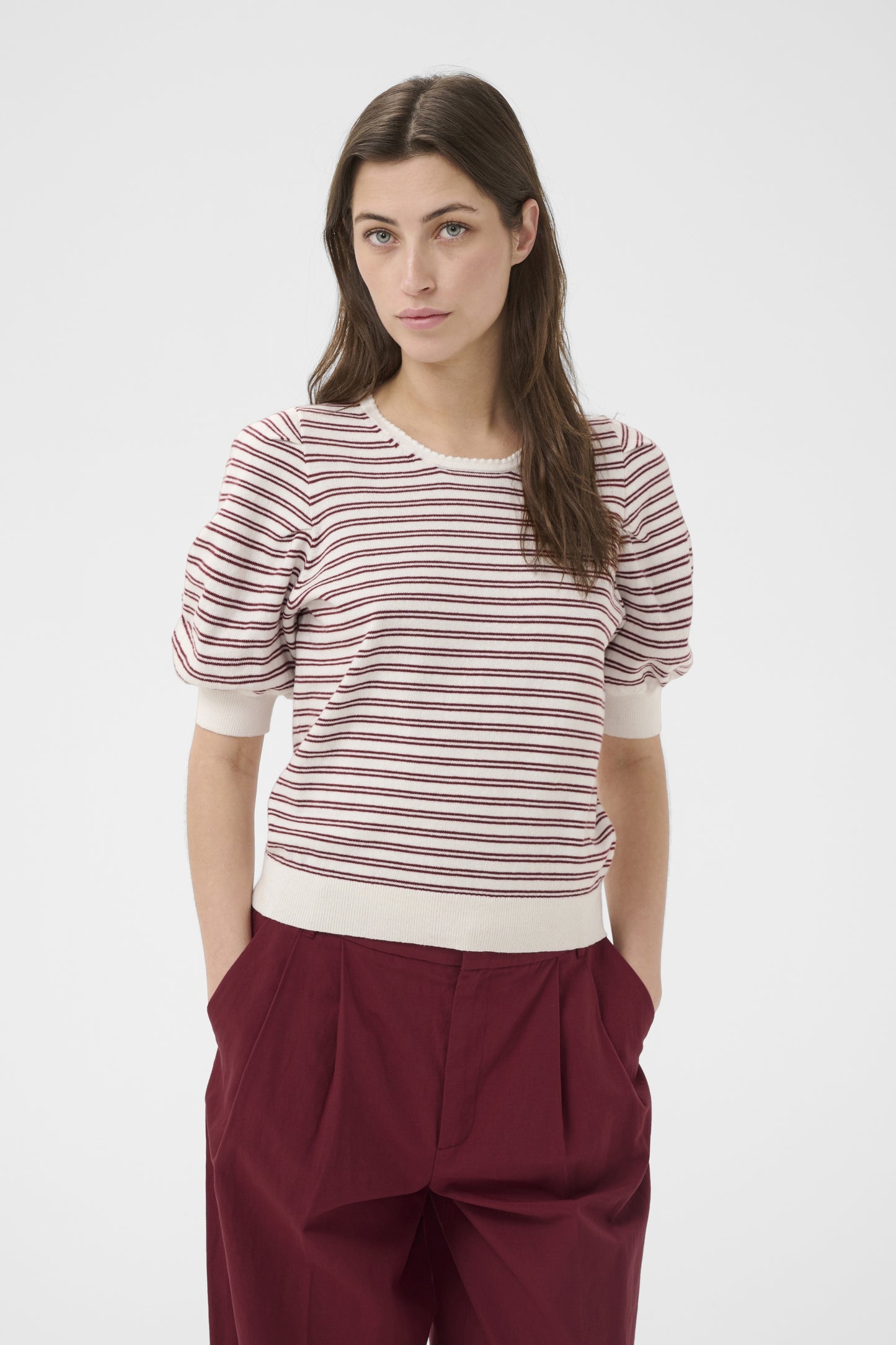 Part Two Varaian Burnt Russel Stripe Top