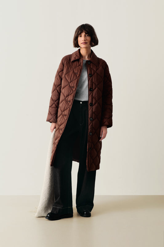Part Two Carine Downtown Brown Quilted Coat