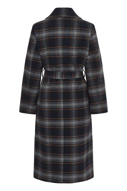 Part Two Celin Dark Navy Check Coat
