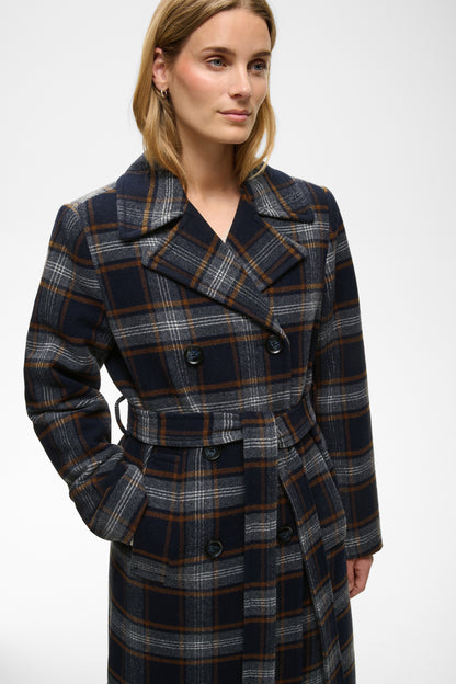 Part Two Celin Dark Navy Check Coat