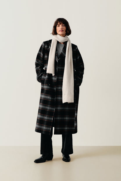 Part Two Celin Dark Navy Check Coat