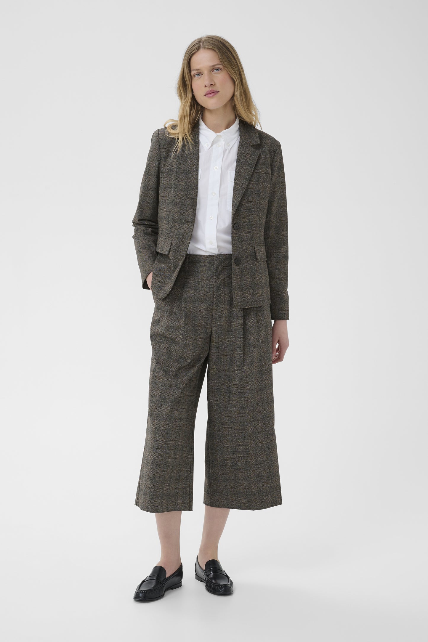 Part Two Clementina Black Check Crop Trouser
