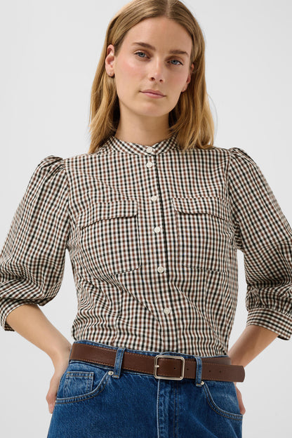 Part Two Chinette Downton Brown Check Shirt