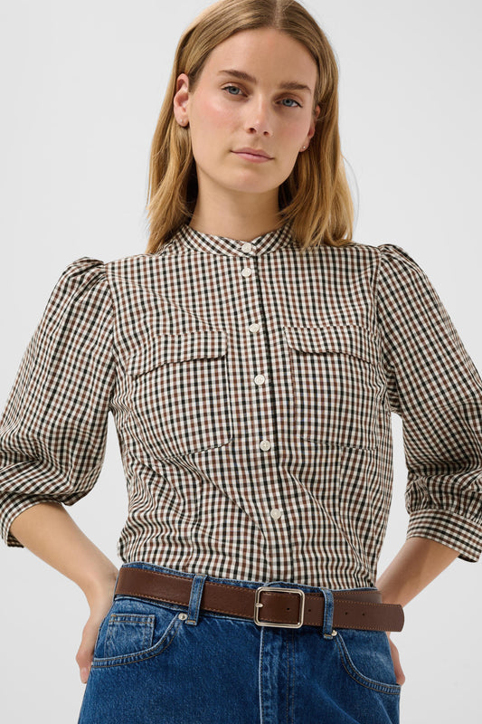 Part Two Chinette Downton Brown Check Shirt