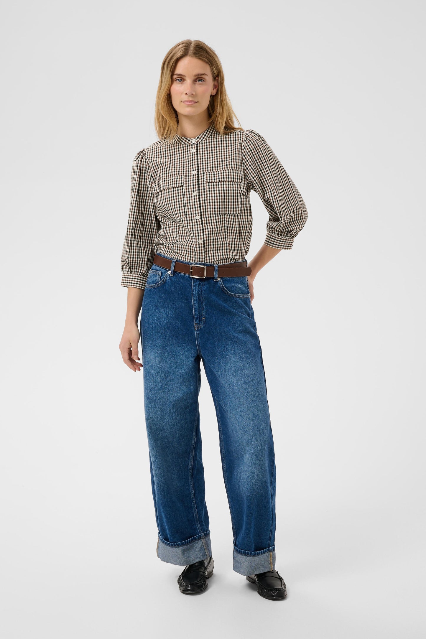 Part Two Chinette Downton Brown Check Shirt
