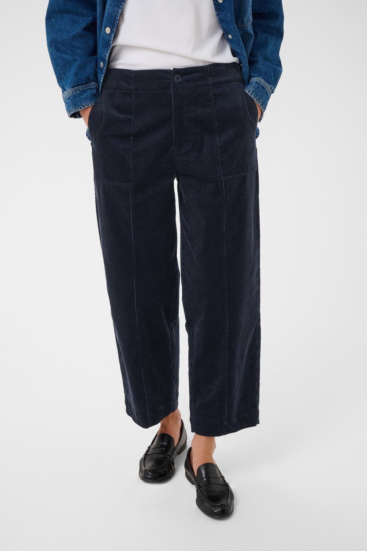 Part Two Netta Dark Navy Corduroy Trouser