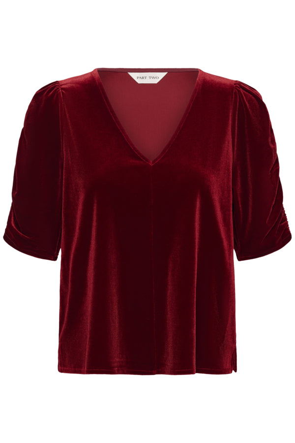 Part Two Valeriia Biking Red Velvet Top