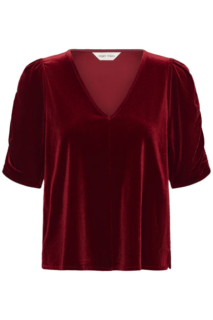 Part Two Valeriia Biking Red Velvet Top