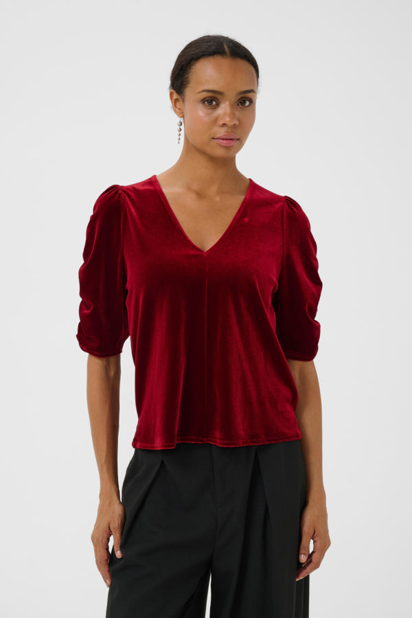 Part Two Valeriia Biking Red Velvet Top