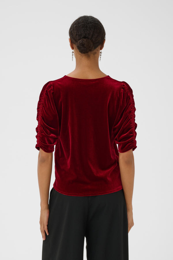 Part Two Valeriia Biking Red Velvet Top