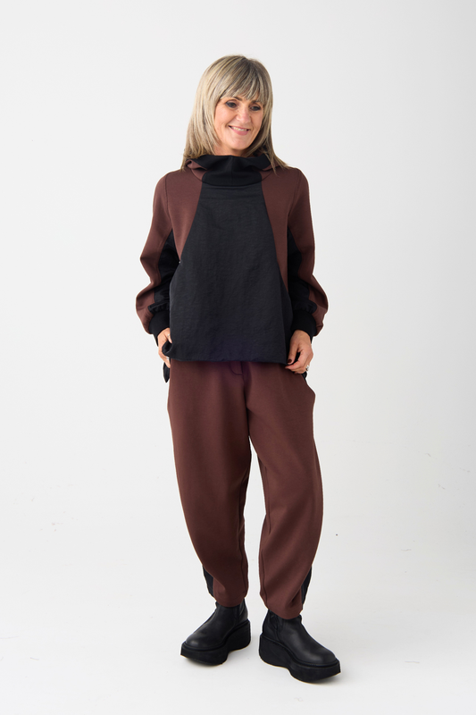 el2 Brown/Black Contrast Hoodie