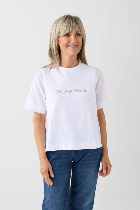 Margittes White Writing/Sequin T-Shirt