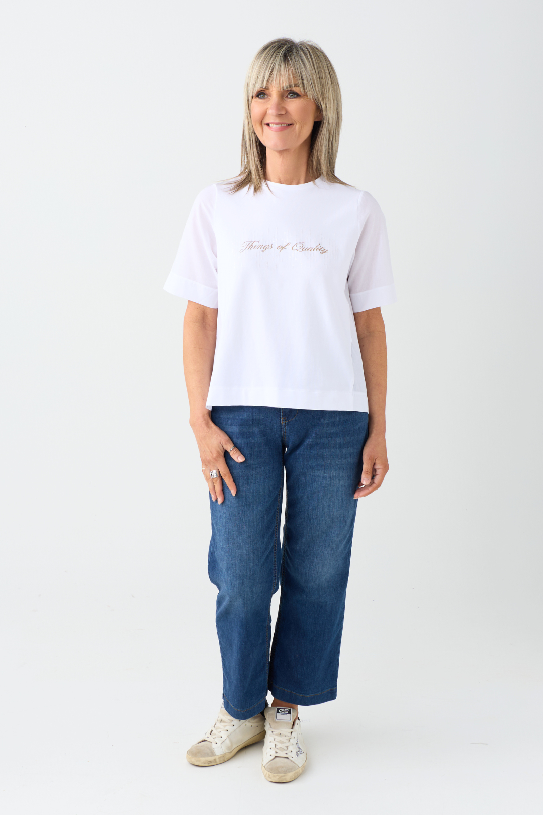 Margittes White Writing/Sequin T-Shirt