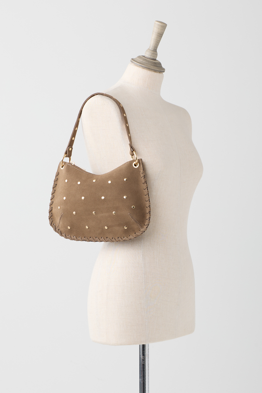 Truffle Suede Cross Body Bag w/Studs