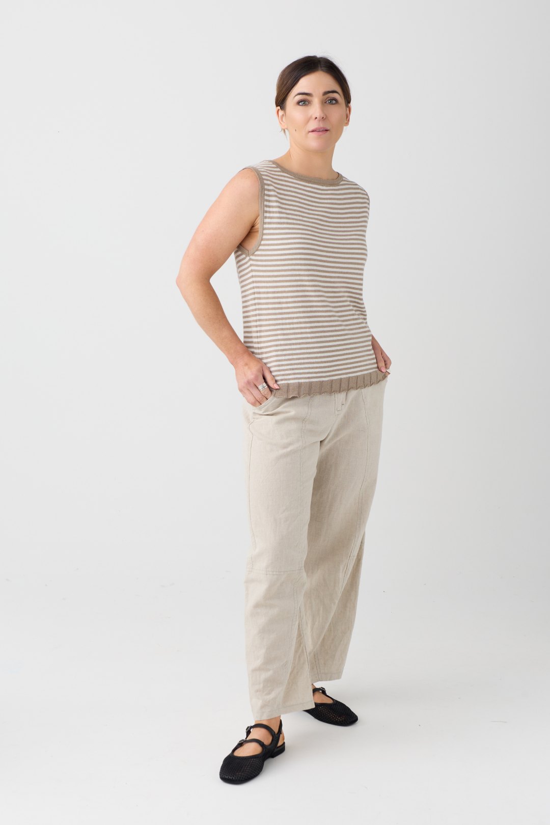 Lurdes Bergada Toasted Stripe Knit Top