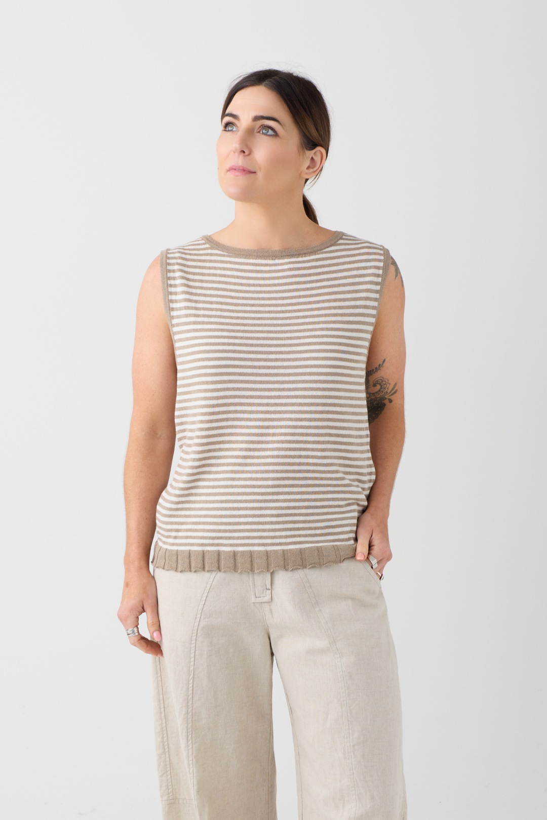 Lurdes Bergada Toasted Stripe Knit Top