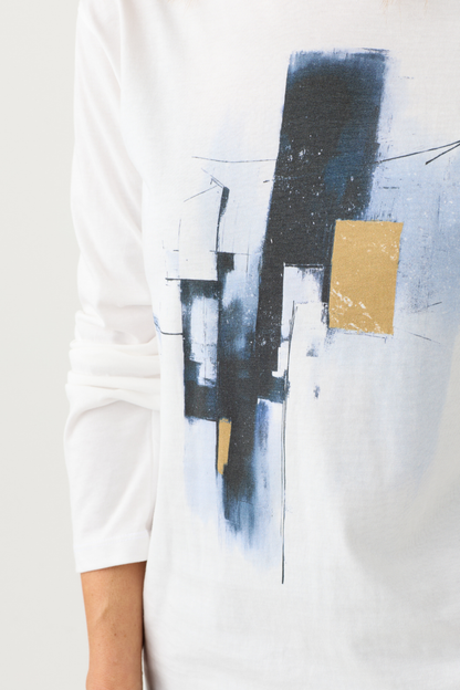 Ozai n Ku Off White Placement Print Top 053