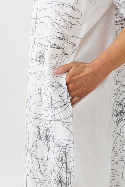 el2 White/Black Scribble Print Dress 3052