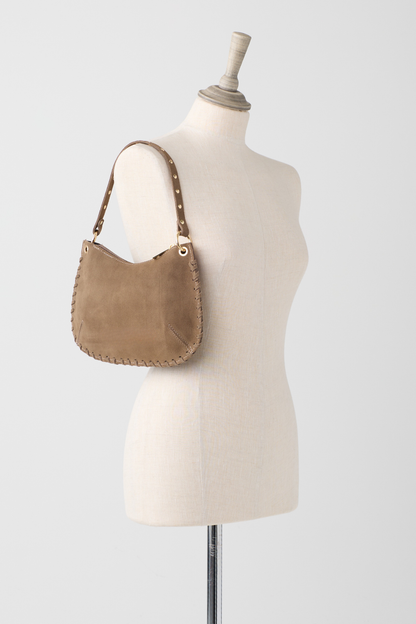 Truffle Suede Cross Body Bag w/Studs