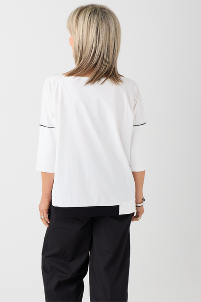 Ozai n Ku Off White/Blue Front Print Top