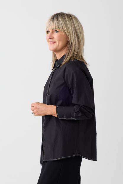 Ozai n Ku Black Contrast Seam Shirt 004