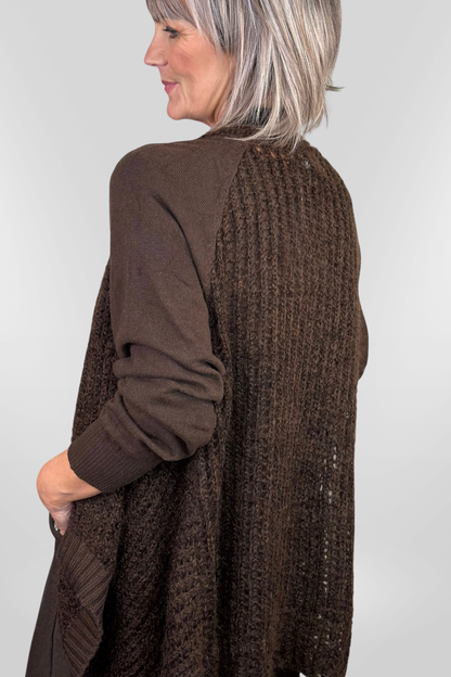 el2 Dark Brown Waterfall Cardigan