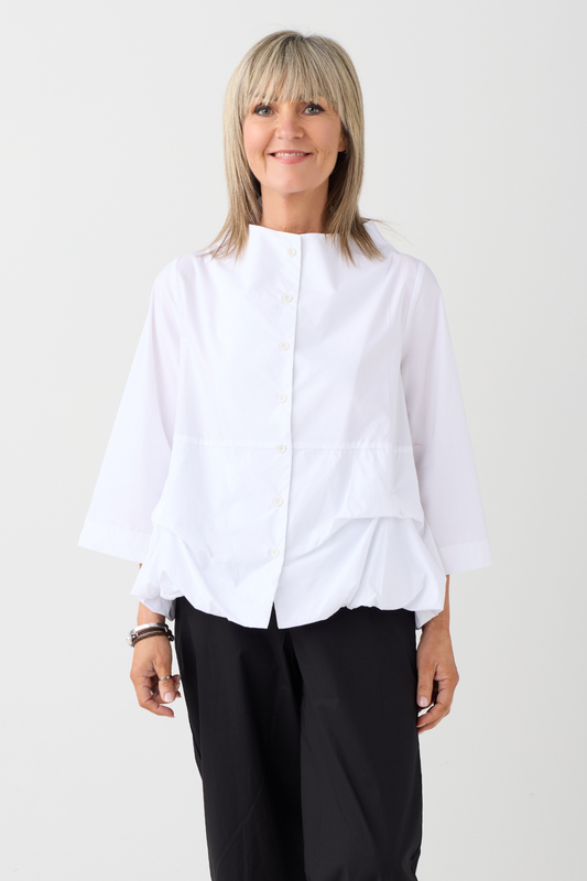 Ozai n Ku White Pleat Detail Shirt