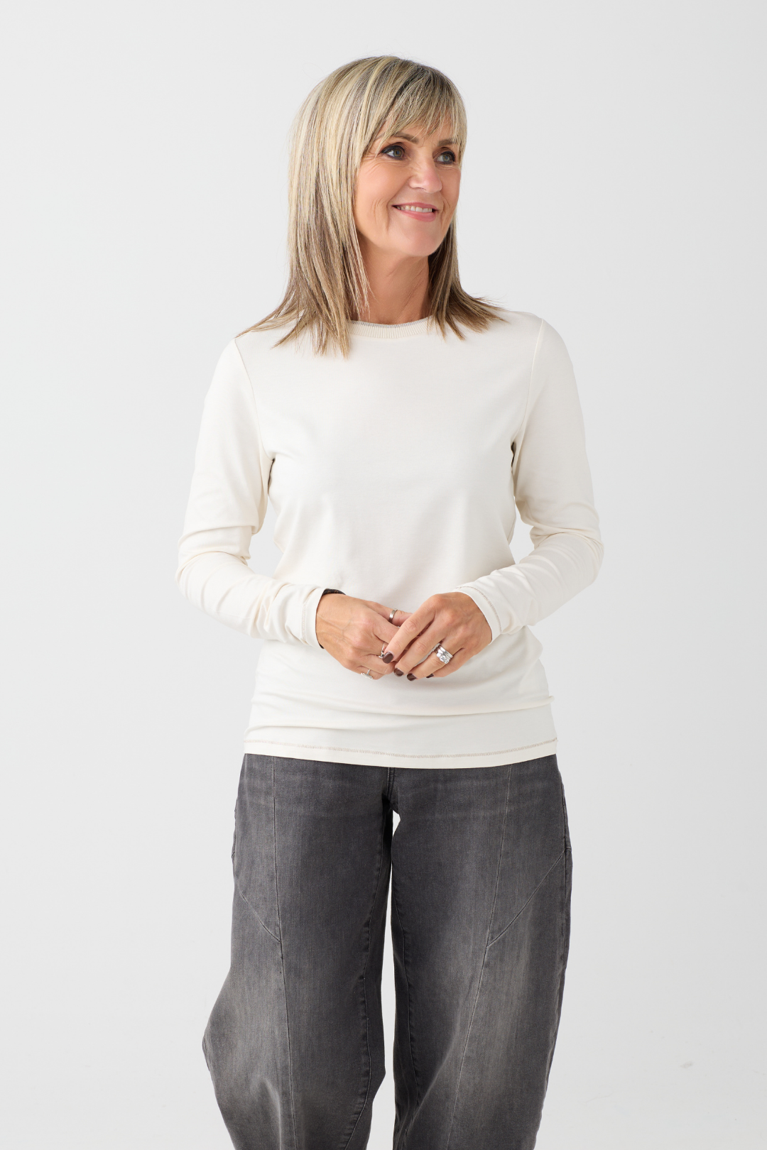 Margittes Cream Long Sleeve Top