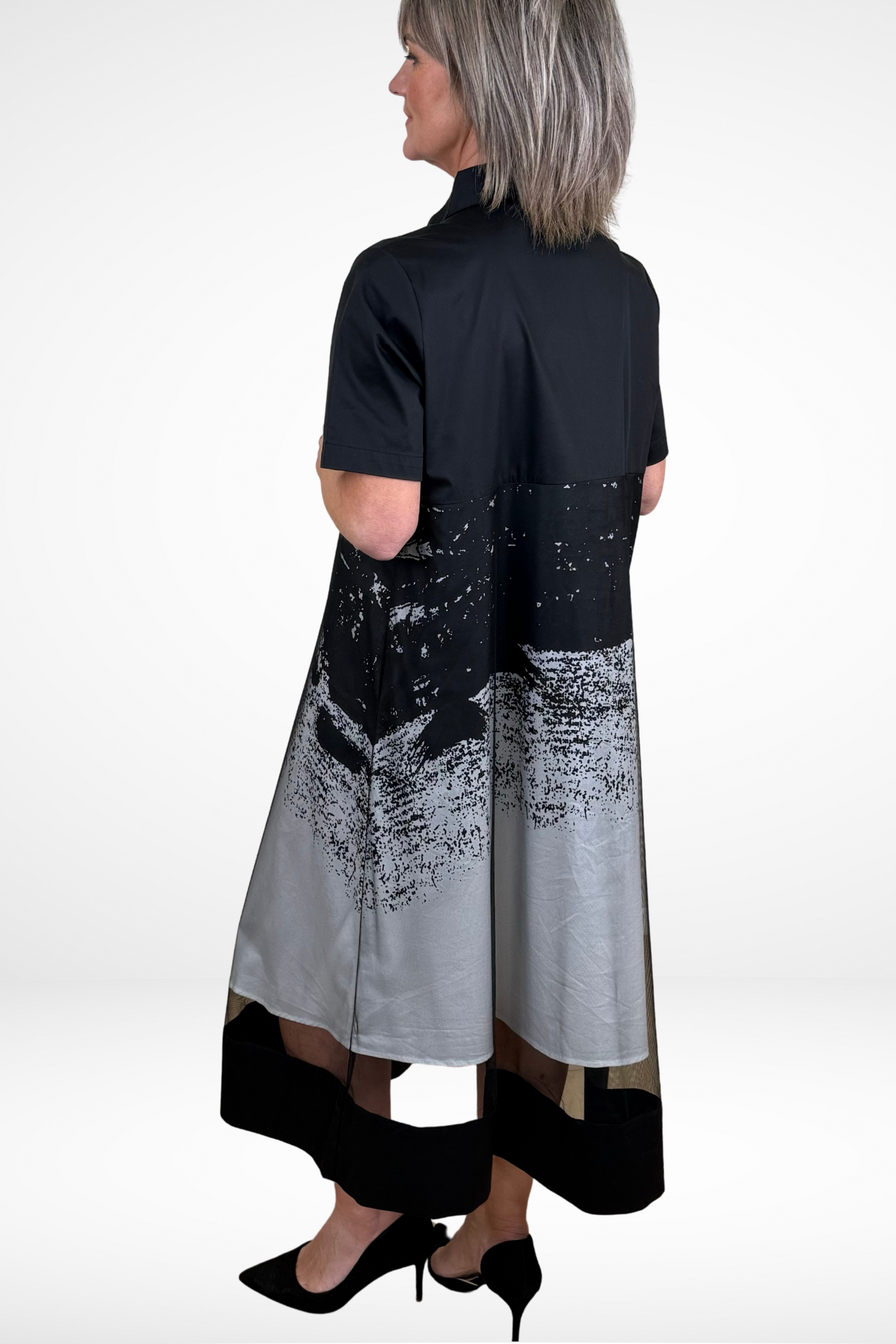 Uchuu Black Mesh Overlay Dress