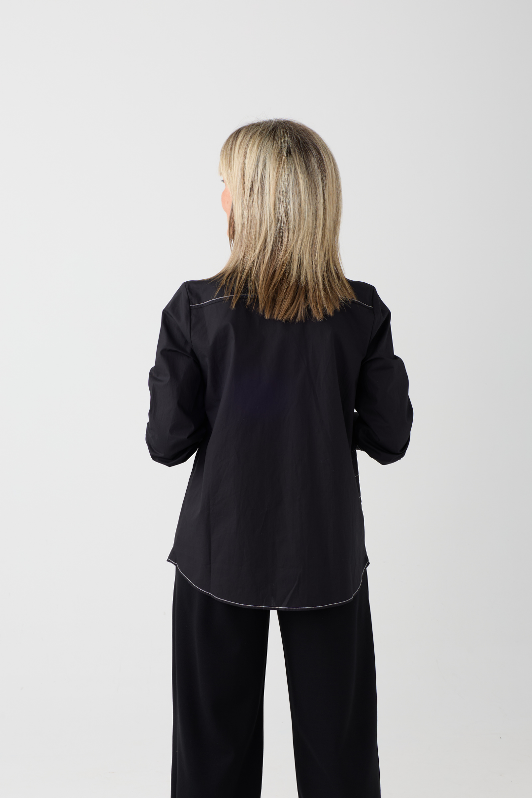 Ozai n Ku Black Contrast Seam Shirt 004