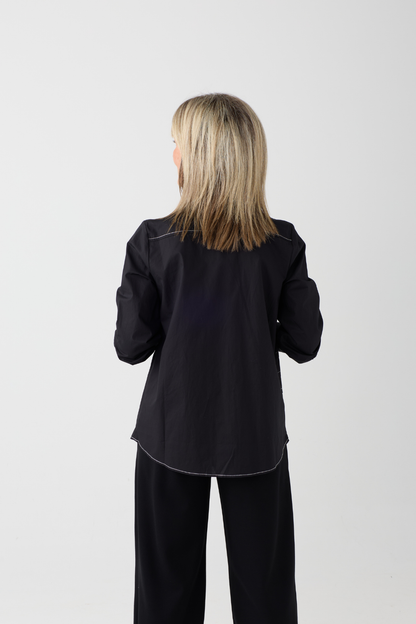 Ozai n Ku Black Contrast Seam Shirt 004