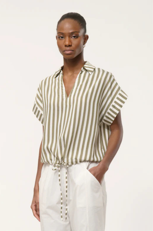 Humility LUDEL Army/Off-White Stripe Top