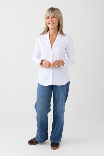 Mos Mosh Hassie White Pleat Shirt