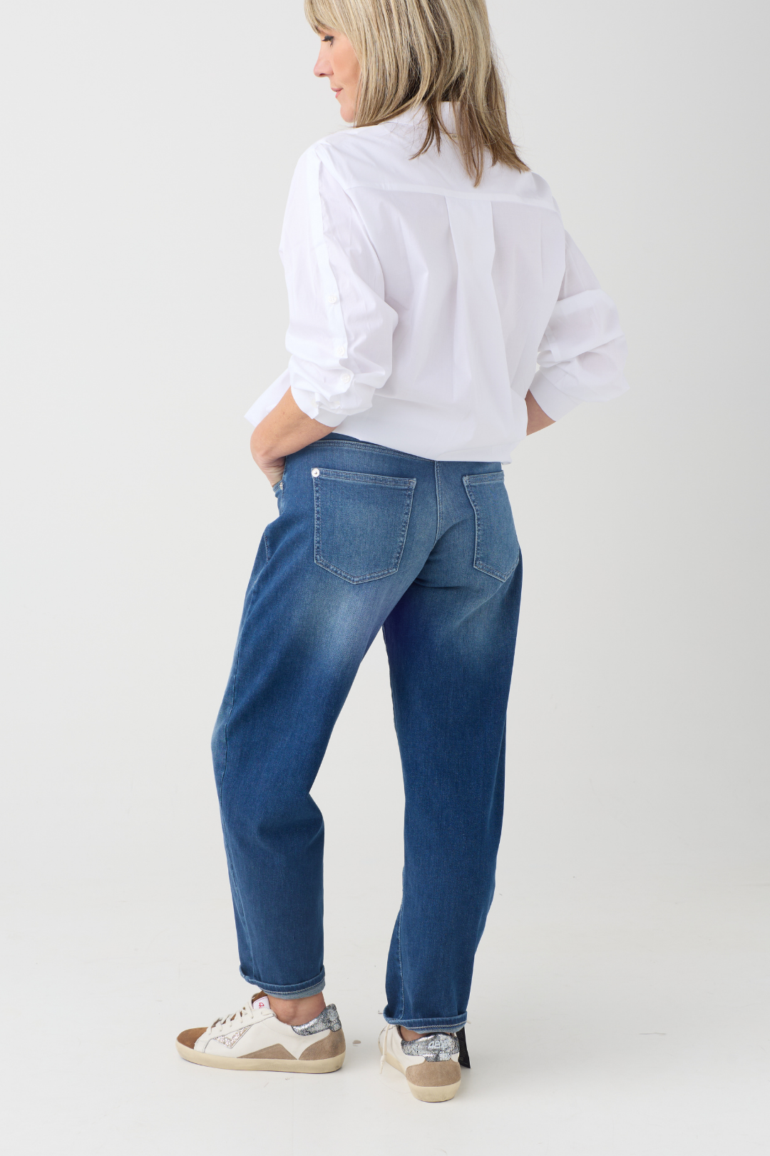 Mac Danni Vintage Indigo Glitter Barrel Jeans