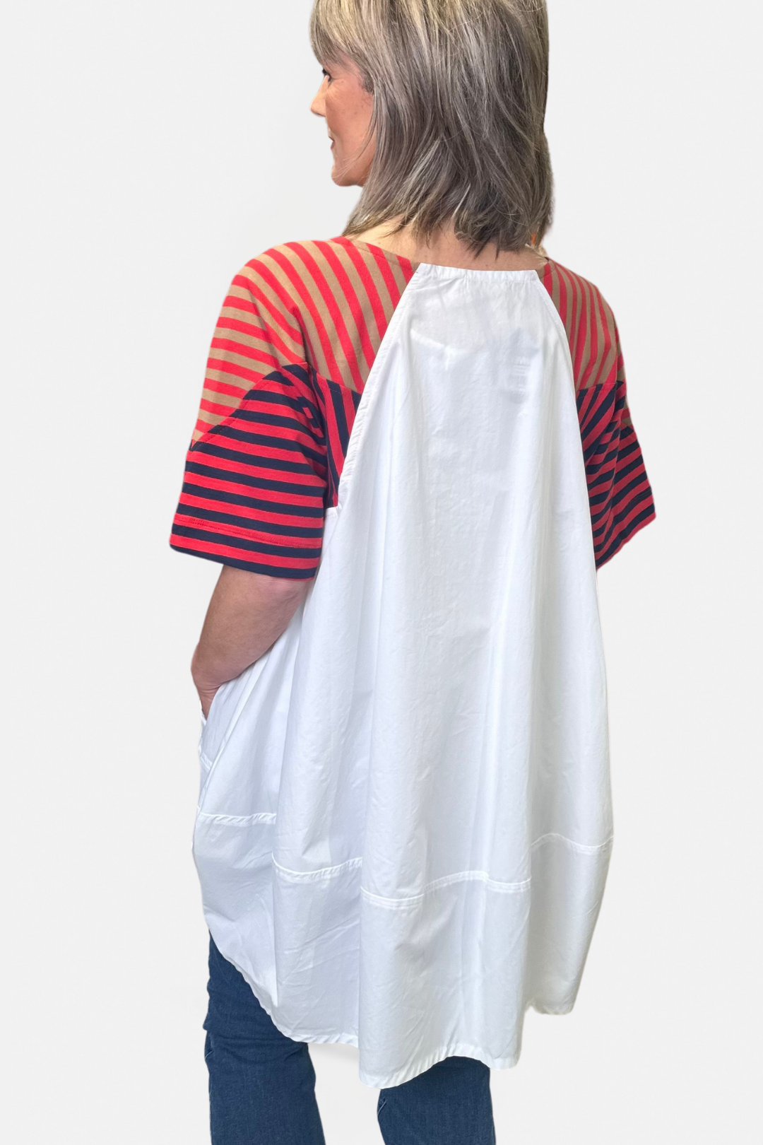 Alembika White/Stripe Oversize Top