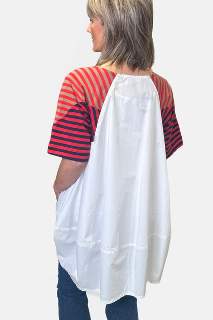 Alembika White/Stripe Oversize Top