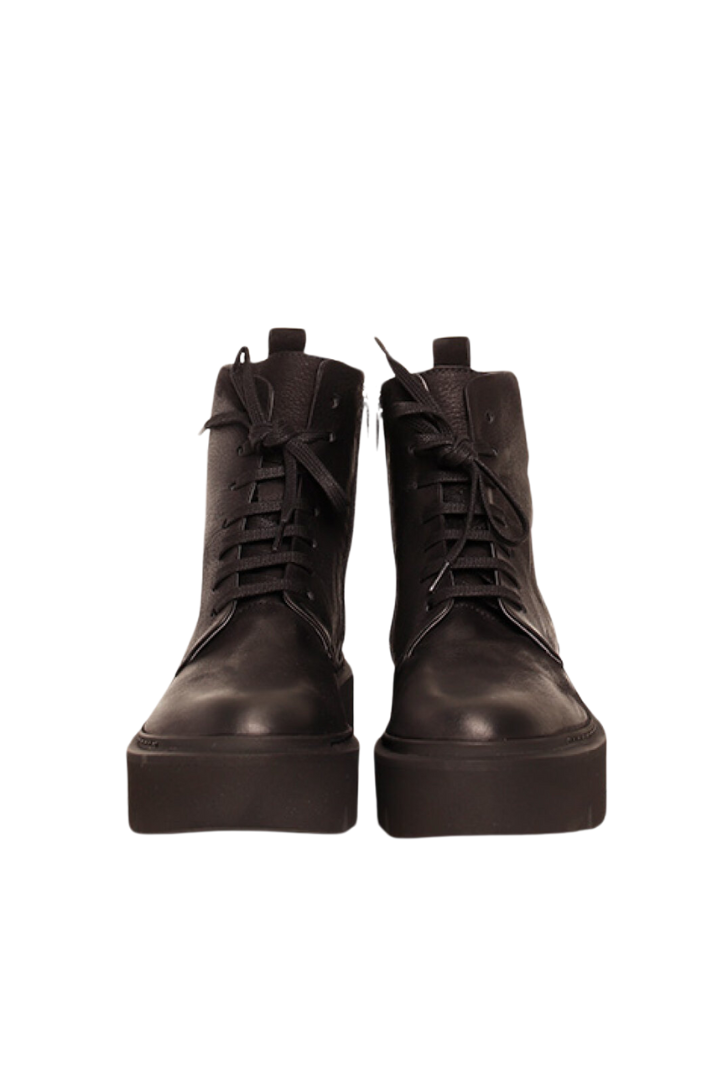 Lofina Black Boots with Laces and Side-Zip