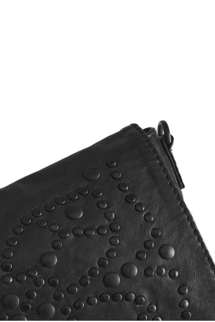 Depeche Black Crossbody Leather Bag / with Matte Black Studs