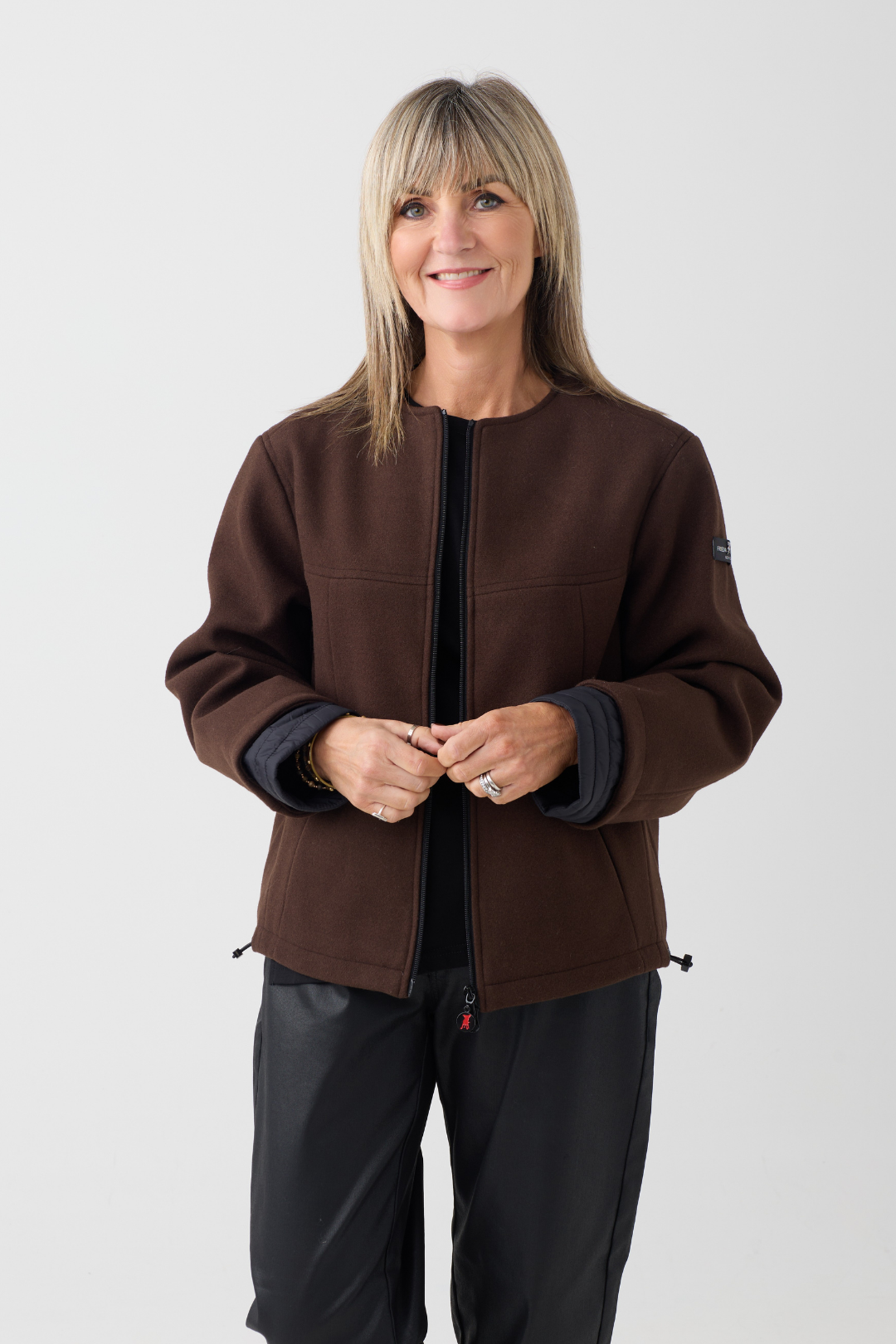 FF Brown/Black Hooded Wool Jacket