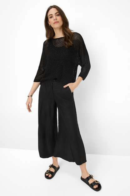 Brax Melli Black Linen Wide Culotte